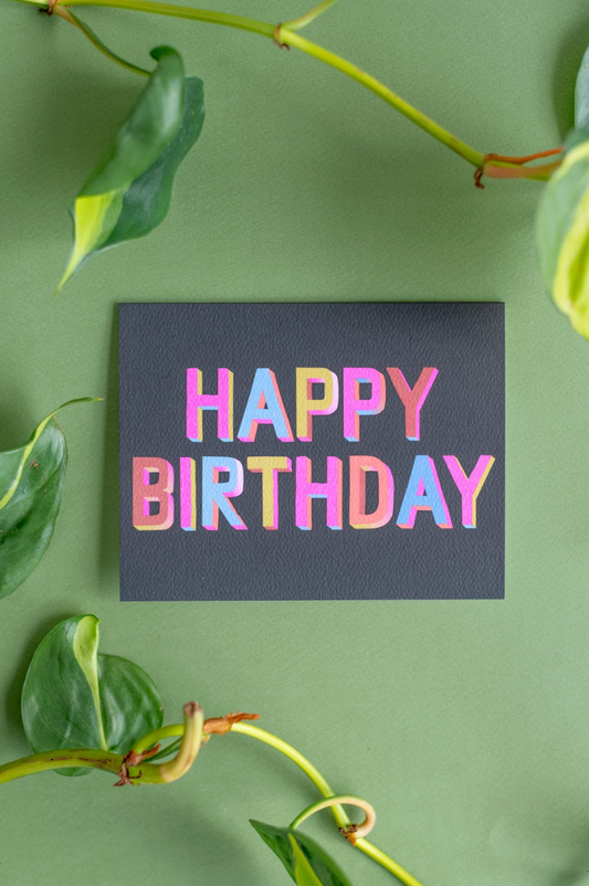 Card : Happy Birthday Block Letter