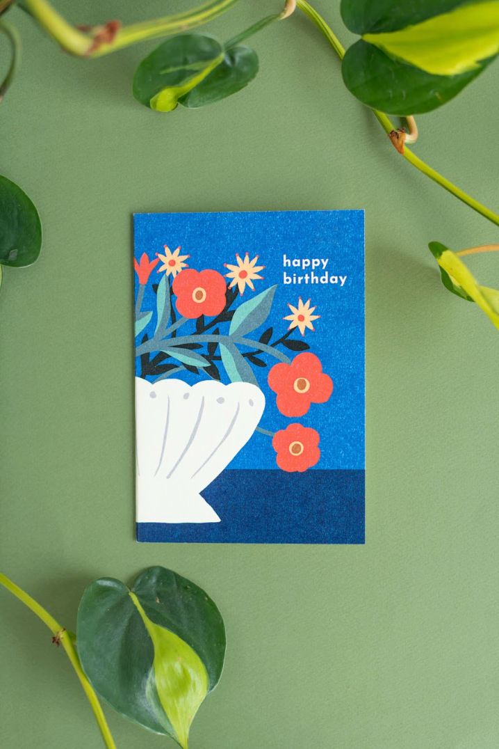 Card : Happy Birthday Vase